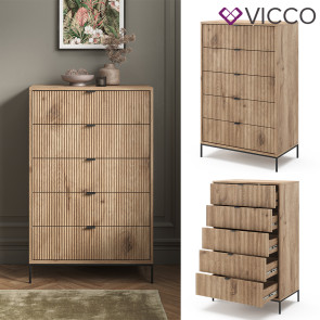 Vicco Kommode Eliza Weiß 76 x 120 cm mit 5 Schubladen