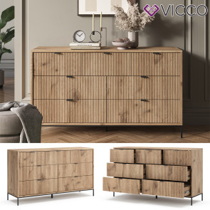 Vicco Sideboard Eliza Viking Oak 140 x 81 cm mit 7 Schubladen