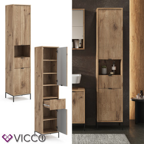 Vicco Hochschrank Eliza Viking Oak 40 x 190 cm mit 2 Türen und Schublade