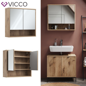 Vicco Bad-Spiegelschrank Eliza Viking Oak 70 x 65 cm mit 2 Türen