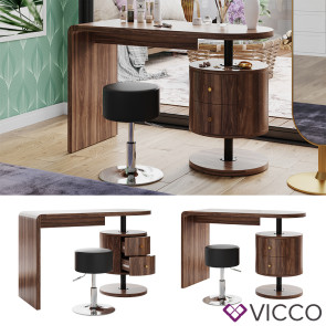 Vicco Schminktisch Lara Eiche rustikal 120 cm mit Hocker