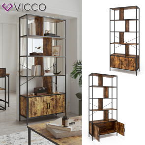 Vicco Bücherregal Fyrk Eiche rustikal 80 x 180 cm mit 4 Regalebenen