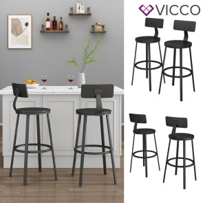 Vicco Barhocker-Set Caracas Schwarz 37 x 102 cm 2 Teile