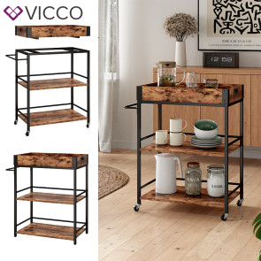 Vicco Servierwagen Fyrk Eiche rustikal 65 x 84,5 cm