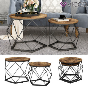 Vicco Couchtisch-Set Fyrk Eiche 50 x 50 cm 2 Teile
