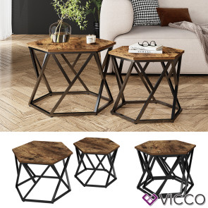 Vicco Couchtisch-Set Fyrk Eiche 57 x 42 cm 2 Teile