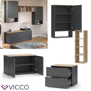 Vicco Wohnwand Wido Anthrazit Eiche 5 Teile