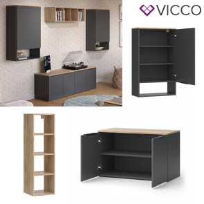 Vicco Wohnwand Wido Anthrazit Eiche 5 Teile