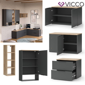 Vicco Wohnwand Wido Anthrazit Eiche 9 Teile