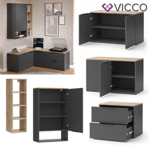 Vicco Wohnwand Wido Anthrazit Eiche 5 Teile