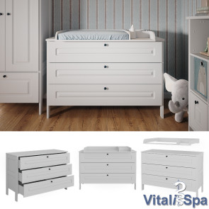 Vitalispa Wickelkommode Ajaton Weiß 133 x 98,4 mit 3 Schubladen