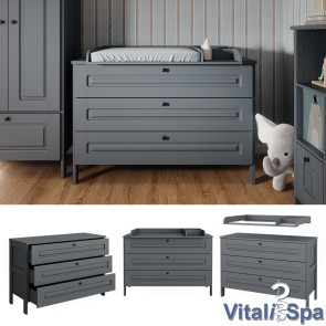 Vitalispa Wickelkommode Ajaton Grau 133 x 98,4 mit 3 Schubladen