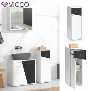 Vicco Midischrank Irida Weiß Anthrazit 30 x 81 cm