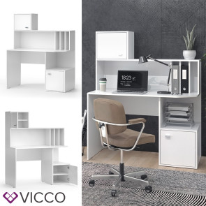 Vicco Schreibtisch Alwin Weiß 115 x 55 cm mit 2 Türen