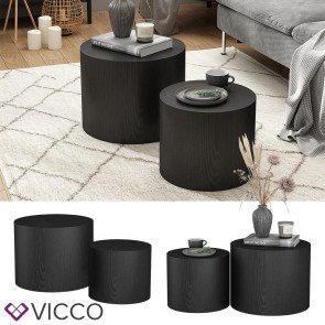 Vicco Couchtisch-Set Giva Schwarz 48 x 38 cm