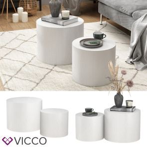 Vicco Couchtisch-Set Giva Weiß 48 x 38 cm