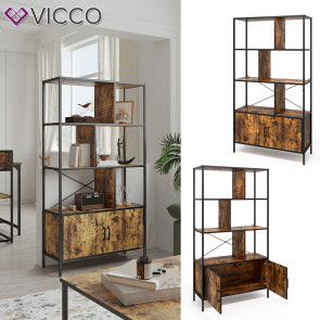 Vicco Bücherregal Fyrk Eiche rustikal 80 x 146 cm mit 3 Regalebenen