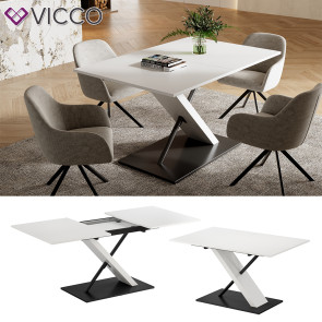 Vicco Esstisch Herta Weiß Schwarz 140 x 90 cm ausziehbar