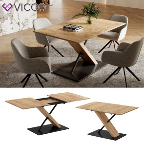 Vicco Esstisch Herta Eiche Schwarz 140 x 90 cm ausziehbar