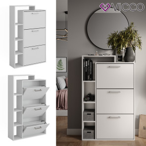 Vicco Schuhkipper Orlando Weiß 80 x 128,3 cm mit 3 Fächern