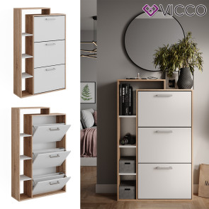 Vicco Schuhkipper Orlando Eiche Weiß 80 x 128,3 cm mit 3 Fächern