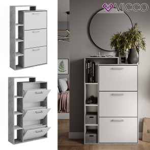 Vicco Schuhkipper Orlando Beton Weiß 80 x 128,3 cm mit 3 Fächern