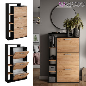 Vicco Schuhkipper Orlando Anthrazit Eiche 80 x 128,3 cm mit 3 Fächern