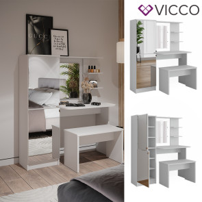 Vicco Schminktisch Jasmin Weiß 123 x 141,2 cm mit Bank