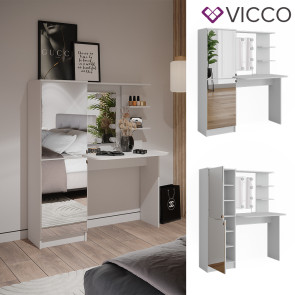 Vicco Schminktisch Jasmin Weiß 123 x 141,2 cm mit LED-Beleuchtung
