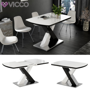 Vicco Esstisch Chinto Schwarz Weiß Hochglanz 120 x 80 cm