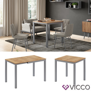Vicco Esstisch Granny Eiche Grau 120 x 70 cm ausziehbar