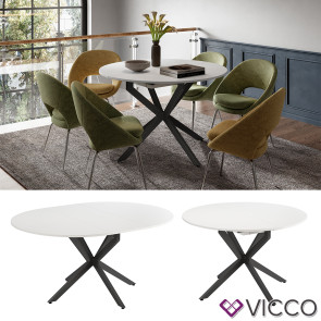 Vicco Esstisch Loyd Weiß Schwarz 120 x 76,5 cm ausziehbar