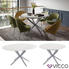 Vicco Esstisch Loyd Weiß Grau 120 x 76,5 cm ausziehbar