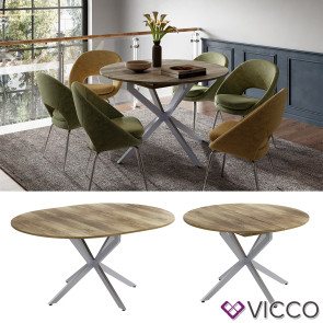 Vicco Esstisch Loyd Eiche rustikal Grau 120 x 76,5 cm ausziehbar