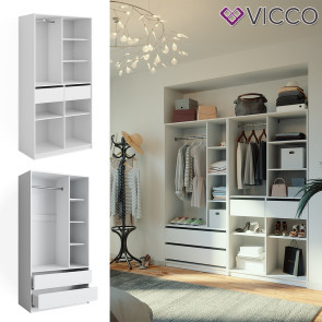 Vicco Kleiderschrank Elmo Weiß 100 x 200 cm Set mit 2 Teile