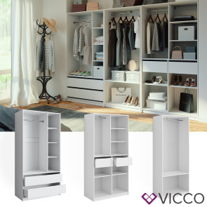 Vicco Kleiderschrank Elmo Weiß 100 x 200 cm Set mit 3 Teile