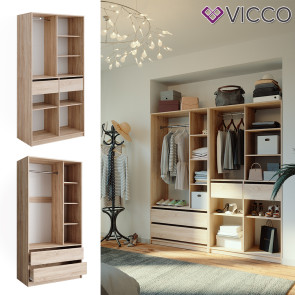 Vicco Kleiderschrank Elmo Sonoma 100 x 200 cm Set mit 2 Teile
