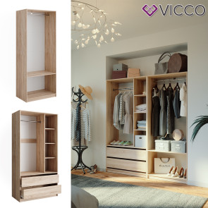 Vicco Kleiderschrank Elmo Sonoma 80 x 200 cm Set mit 2 Teile