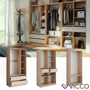 Vicco Kleiderschrank Elmo Sonoma 100 x 200 cm Set mit 3 Teile