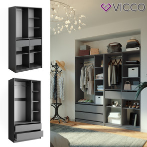 Vicco Kleiderschrank Elmo Anthrazit 100 x 200 cm Set mit 2 Teile