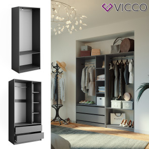 Vicco Kleiderschrank Elmo Sonoma 80 x 200 cm Set mit 2 Teile