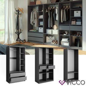 Vicco Kleiderschrank Elmo Anthrazit 100 x 200 cm Set mit 3 Teile