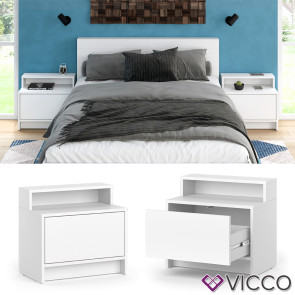 Vicco Nachttisch Naara Weiß 50,2 x 46,4 cm 2er Set