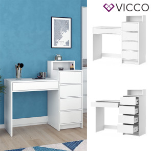 Vicco Schminktisch Naara Weiß 110,5 cm mit 5 Schubladen