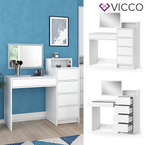 Vicco Schminktisch Naara Weiß 110,5 cm mit LED-Spiegel