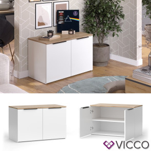 Vicco Kommode Wido Weiß Eiche 80 x 50 cm mit 2 Türen