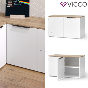 Vicco Eckkommode Wido Weiß Eiche 80 x 50 cm mit Tür