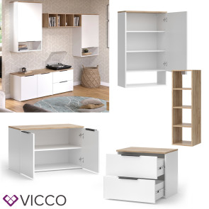 Vicco Wohnwand Wido Weiß Eiche 5 Teile