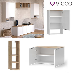 Vicco Wohnwand Wido Weiß Eiche 5 Teile