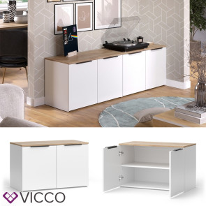Vicco Wohnwand Wido Weiß Eiche 2 Teile